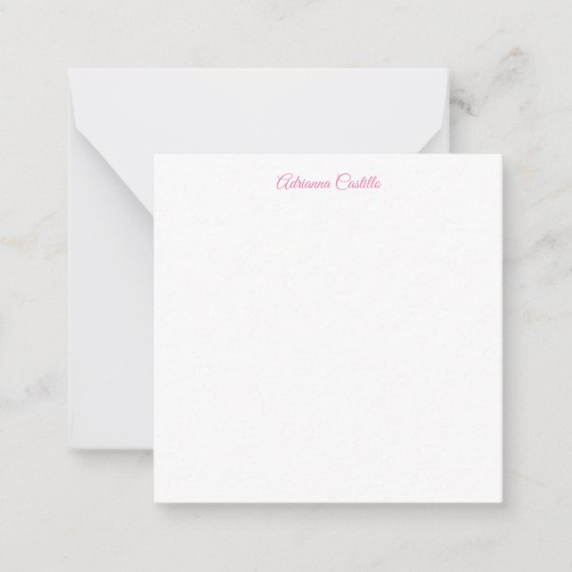 Cartão De Notas Chic Caligrafia Nome Minimalista Simples e Elegant (Frente)