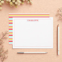 Cartão De Notas Chic Clássico de Stripes Coloridas Minimalista