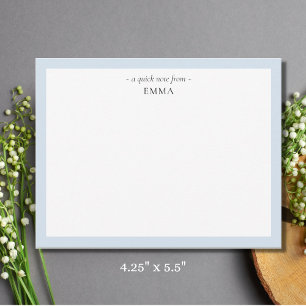 Cartão De Notas Chic Modern Powder Blue Correspondence Card