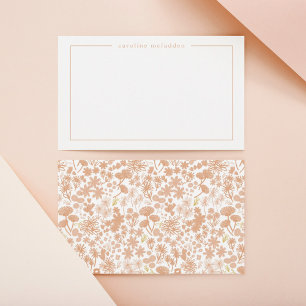 Cartão De Notas Chic Pink Ditzy Papel de Carta Personalizada Flora