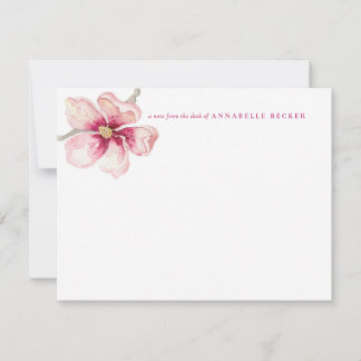 Cartão De Notas Chic Watercolor Magnolia