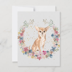 Cartão De Notas Chihuahua Dog Spring Flowers Monograma