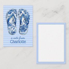 Cartão De Notas Chinelos de Dedos Azul e Branco com Estilo Chines 