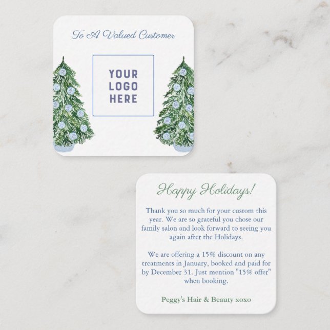 Cartão De Notas Chinoiserie Chic Company Logo Feliz Natal (Frente/Verso)