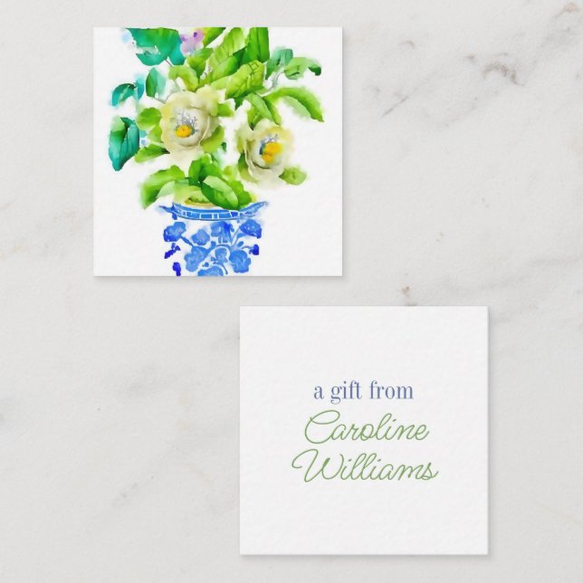 Cartão De Notas Chinoiserie com invólucro de Flores (Frente/Verso)