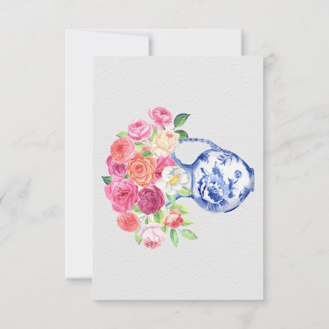 Cartão De Notas Chinoiserie Floral Vase Obrigado, Simpatia (Verso)
