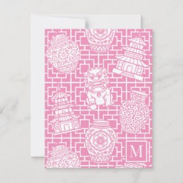 Cartão De Notas Chinoiserie Pagoda – Pink Preppy Asian Garden
