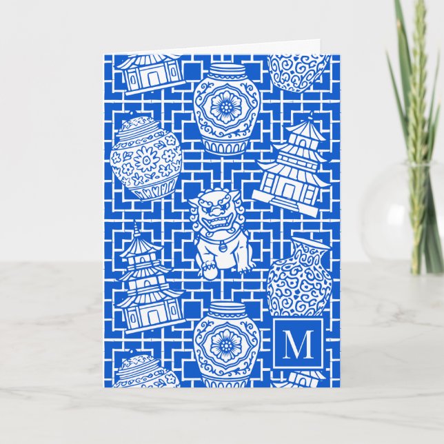 Cartão De Notas Chinoiserie Pagoda – Royal Preppy Asian Garden (Frente)