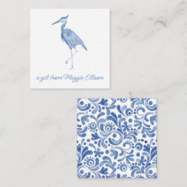 Cartão De Notas Chinoiserie Watercolor Blue Heron Gift