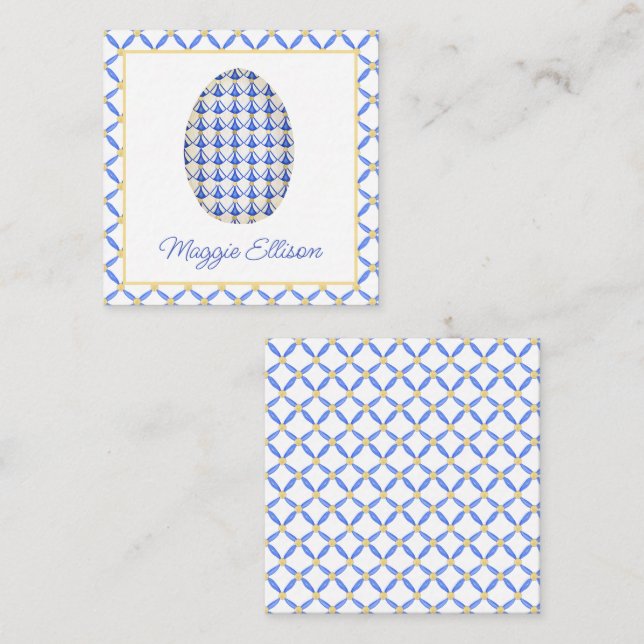 Cartão De Notas Chinoiserie Watercolor Ovos-Quadrados Invólucro N (Frente/Verso)