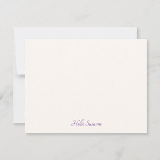 Cartão De Notas Chique Minimalista Moderna Marfim & Roxo Personali