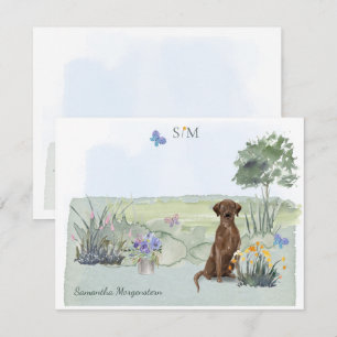 Cartão De Notas Chocolate Labrador Recupera Monograma e Nome do Cã