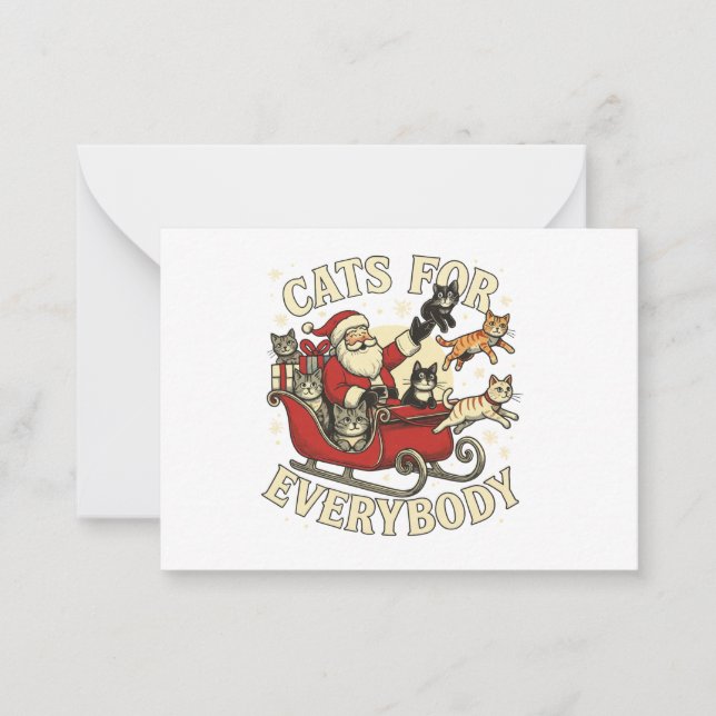 Cartão De Notas Christmas Cat (Frente)