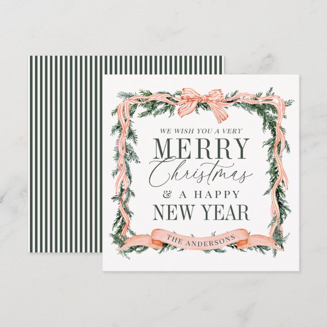 Cartão De Notas Christmas Garland Frame Holiday (Frente/Verso)