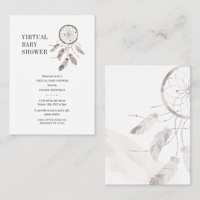 Cartão De Notas Chuva de Bebê Virtual Boho Dream Catcher (Frente/Verso)
