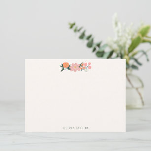Cartão De Notas Chuva de Noiva Floral Marfim Rosa Personalizada