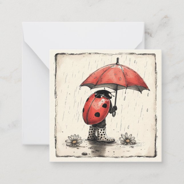 Cartão De Notas Chuva e chuva ou brilho: Ladybug (Frente)