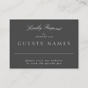 Cartão De Notas Cinza Clássica Formal CÓDIGO QR DETAIL RSVP