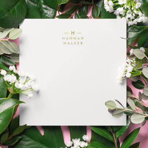 Cartão De Notas Cinza Dourada monograma Moderno Elegante Minimal