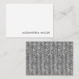 Cartão De Notas Cinza Elegante Font Herringbone Patterada