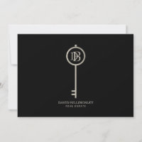 Cinza Luxe Chave Esqueleto Monograma Preto Obrigad