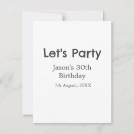 Cartão De Notas cinza simples aniversário de 30 anos vamos da fest