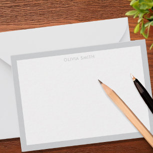 Cartão De Notas Cinzas minimalistas Dois Monogramas modernos de fr