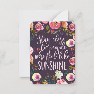 Cartão De Notas Citação Sunshine, Boho Inspiracional Motivacional