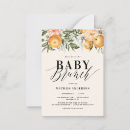 Cartão De Notas Citrus, laranja + fantoche de bebê florescente