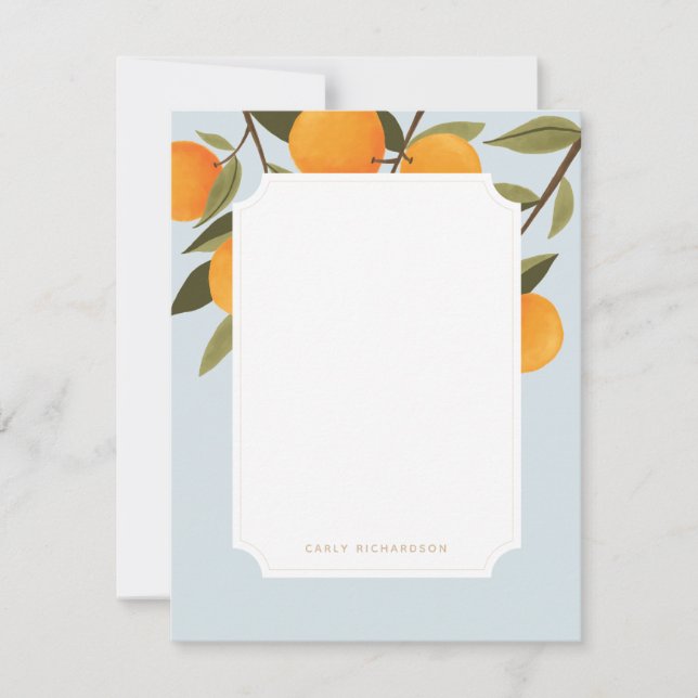 Cartão De Notas Citrus Orange Personalised Stationery Elegante (Frente)