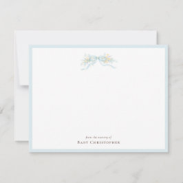 Cartão De Notas Classic Blue Bow Nursery Note Card – Personalized