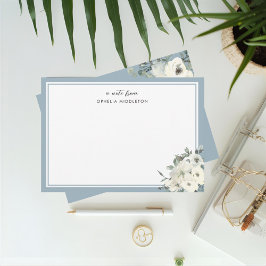 Cartão De Notas Classic Dusty Blue Border Floral 