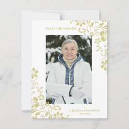Cartão De Notas Classic Gold Floral Funeral Service Dear One Photo