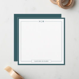 Cartão De Notas Classic Monogram Smoke Green Border Stationery