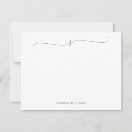 Cartão De Notas Clássica Caligrafia Dourada Minimalista