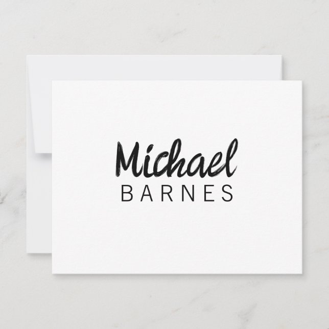 Cartão De Notas Clássico Branco Minimalista Simples Elegante (Frente)