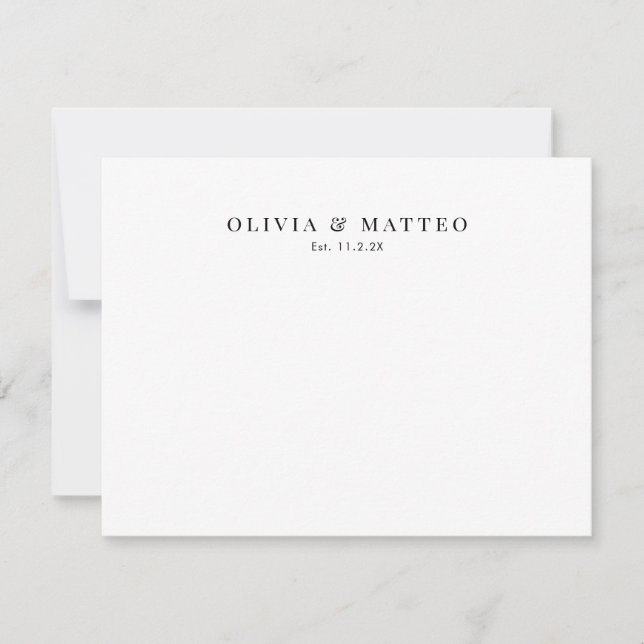 Cartão De Notas Clássico Branco Preto Moderno (Frente)