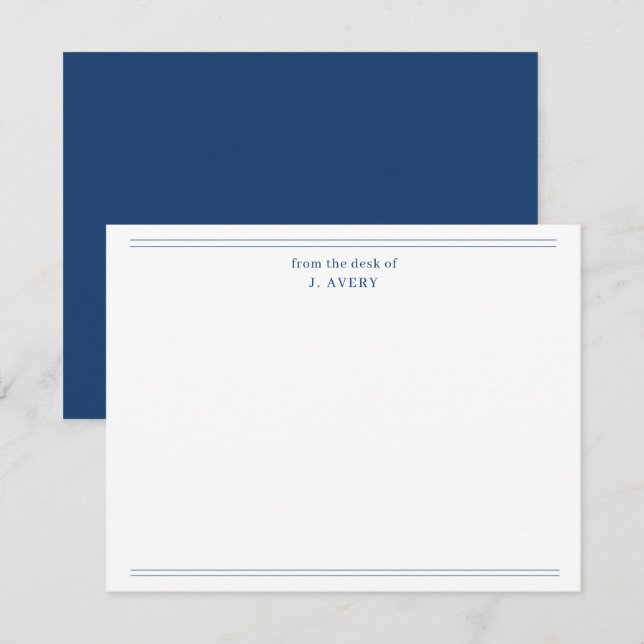 Cartão De Notas Clássico Da Mesa De Azul Marinho (Frente/Verso)