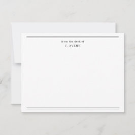 Cartão De Notas Clássico Da Mesa De Branco Preto