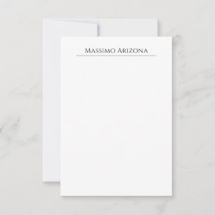 Cartão De Notas Clássico Simples Elegante Preto e Branco Minimalis