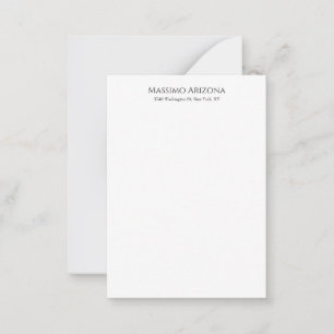 Cartão De Notas Clássico Simples Elegante Preto e Branco Minimalis