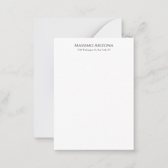 Cartão De Notas Clássico Simples Elegante Preto e Branco Minimalis (Frente)