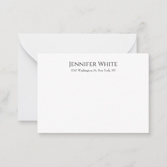 Cartão De Notas Clássico Simples Elegante Preto e Branco Minimalis (Frente)