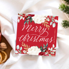 Cartão De Notas Clássico Vermelho Botânico Feliz Natal