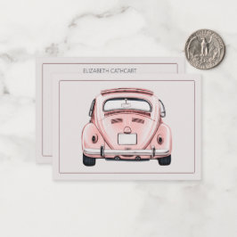 Cartão De Notas Clássico Vintage Rosa Buggy Bug Carro Personalizad