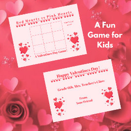 Cartão De Notas Classroom Valentine's Day Card Game-3 in a Row