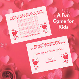 Cartão De Notas Classroom Valentine's Day Card Game-Four in a Row