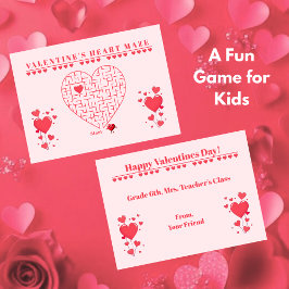 Cartão De Notas Classroom Valentine's Day Card Game-Maze