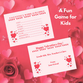 Cartão De Notas Classroom Valentine's Day Card Game-Word Scramble