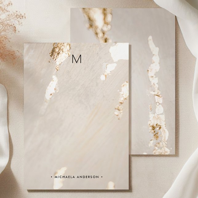 Cartão De Notas Classy Modern Gold Foil Monogram & Name Stationery (Criador carregado)